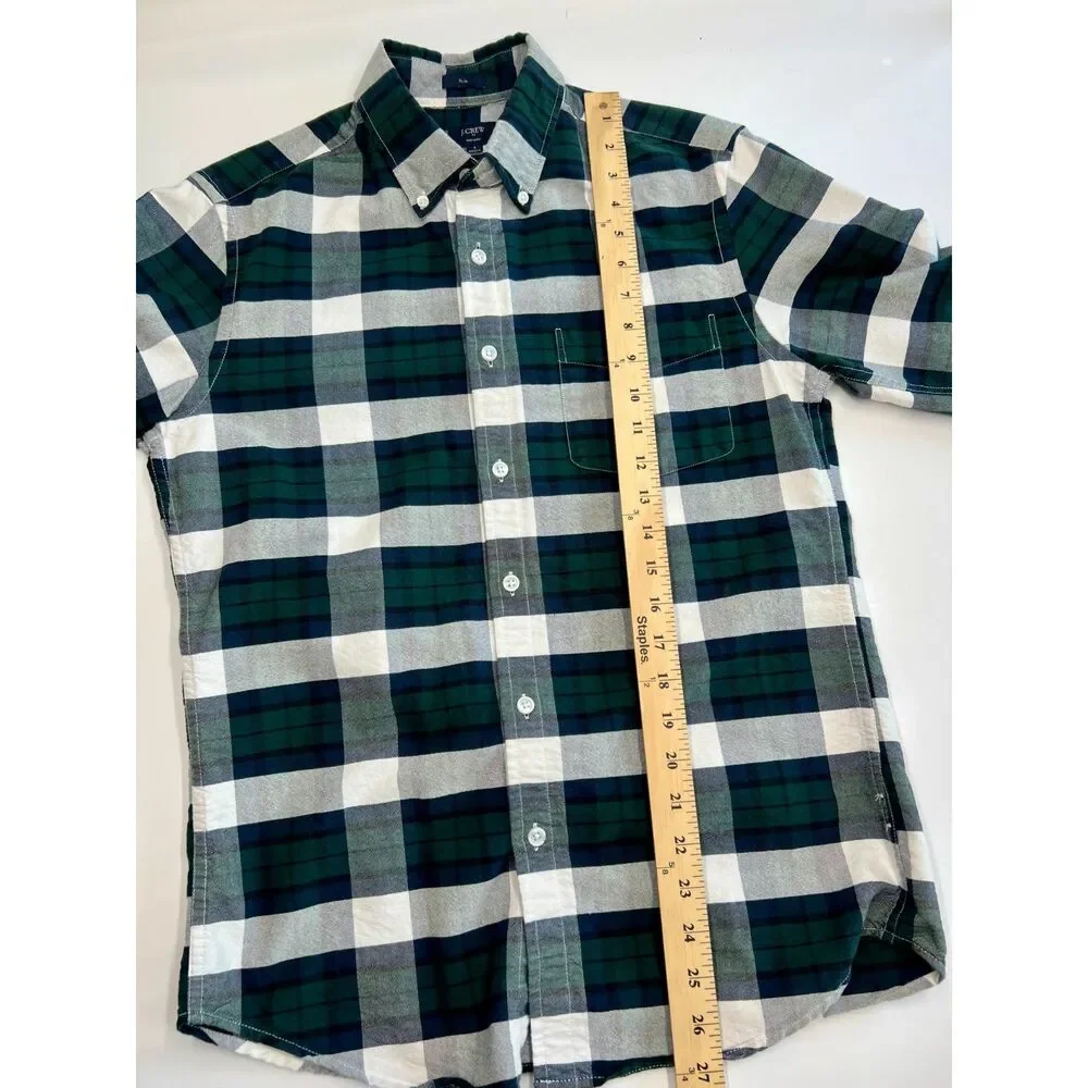 J Crew Classic Tartan Plaid Button Down Long Sleeve Mens Shirt Sz S Slim